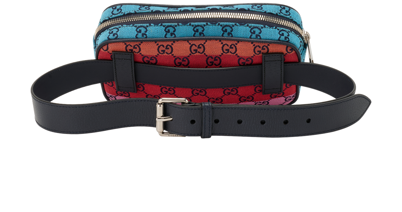 GG Belt Bag, &pound;450, Handbags, Green/Navy/Yellow, Canvas, Back view